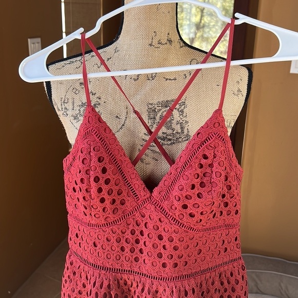 Abercrombie & Fitch Woman Cross Back Red Mini Dress Empire Waist Size Small - Picture 4 of 7